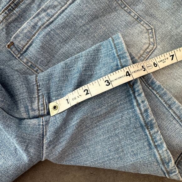 Vintage Y2K Zip Up Tie Mid Rise Light Wash Denim Blue Jean Short Women 20W - Picture 5 of 5